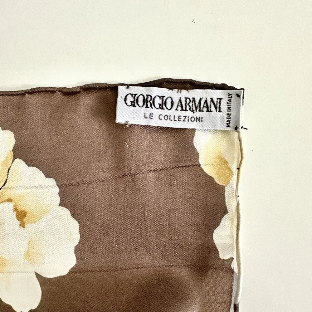 VINTAGE GIORGIO ARMANI FLORAL SCARF SHEER SILK IN GIFT BOX